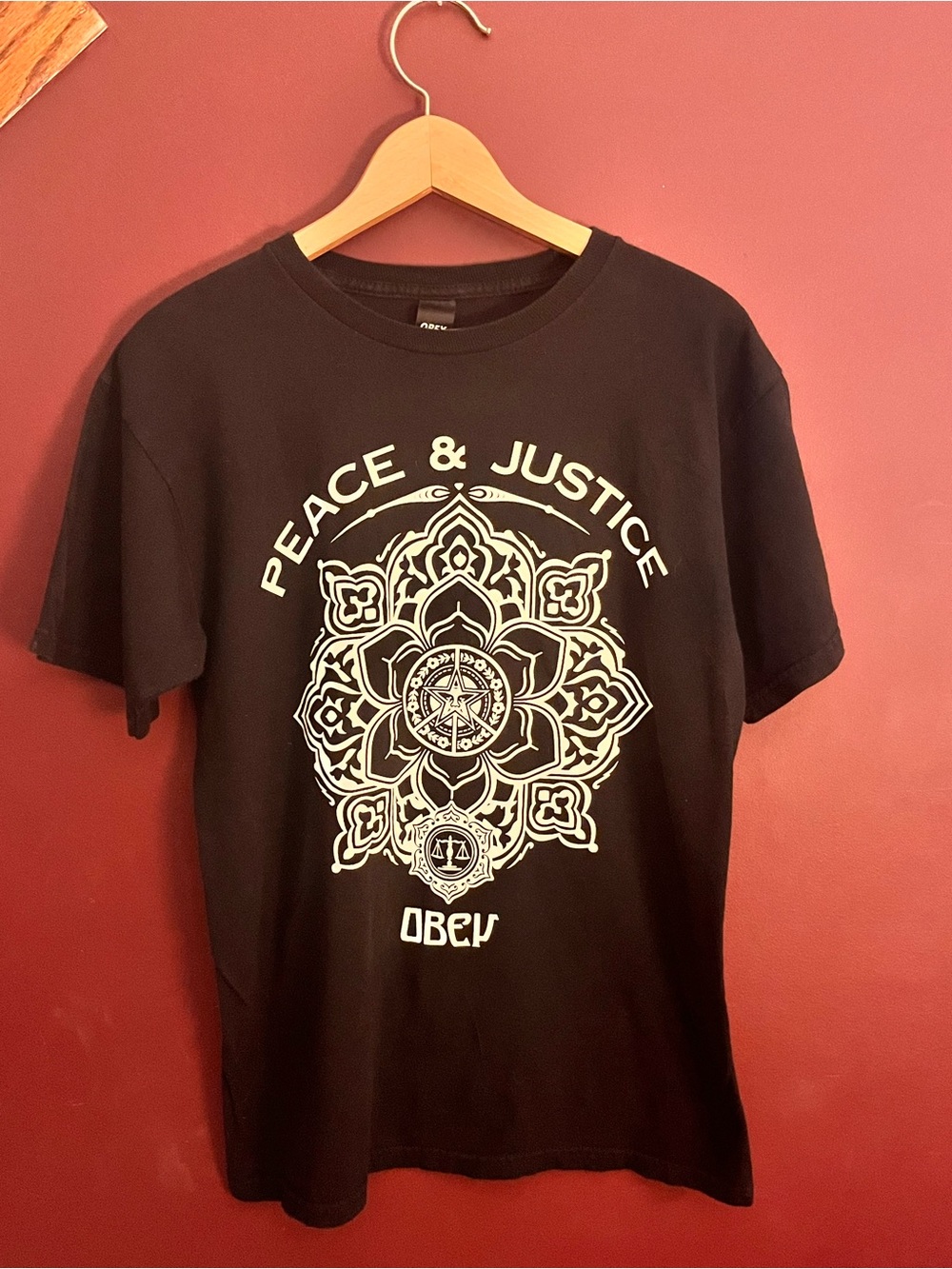 Obey Black Short-Sleeve 'Peace & Justice' Graphic Tee